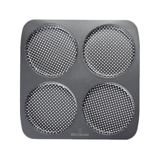 Tepsi 4 burger zsemlehez, perforált, acél, 28 x 28 cm - Westmark