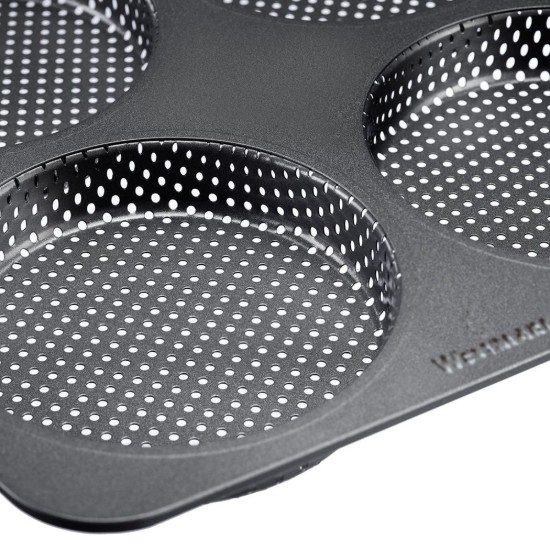 Tepsi 4 burger zsemlehez, perforált, acél, 28 x 28 cm - Westmark