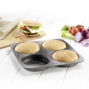 Tepsi 4 burger zsemlehez, perforált, acél, 28 x 28 cm - Westmark