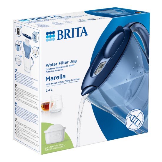 BRITA - Marella vízszűrő kancsó  + 1db PP Maxtra Pro szűrő patron 2,4 L (kék)