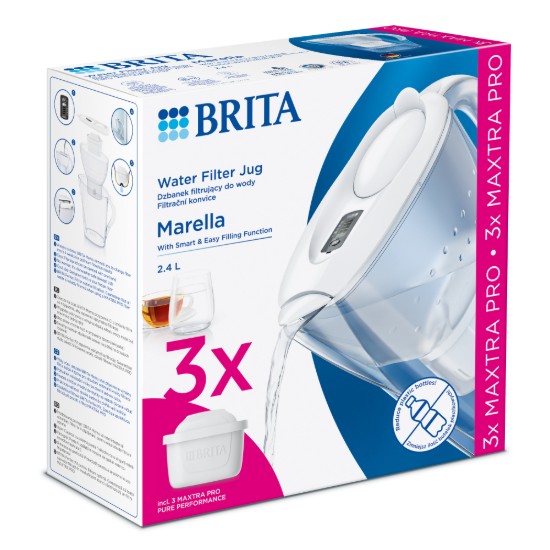 BRITA Marella 2.4L kezdőcsomag + 3 Maxtra PRO szűrő (fehér)
