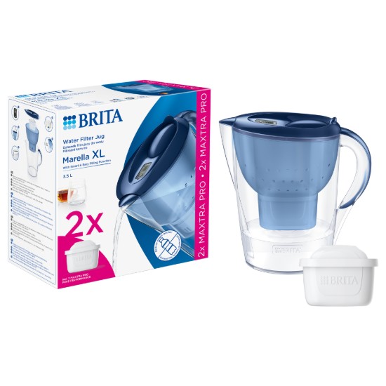 BRITA - Marella vízszűrő kancsó StarterPack + 2db PP Maxtra Pro szűrő patron, 3,5 L (kék)