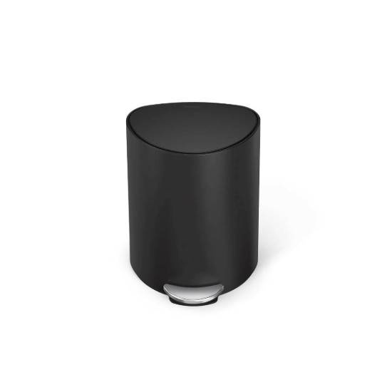 Félkör alakú pedálos szemetes, 6 L, rozsdamentes acél, matt fekete - simplehuman