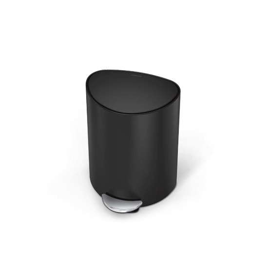 Félkör alakú pedálos szemetes, 6 L, rozsdamentes acél, matt fekete - simplehuman
