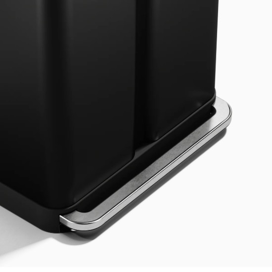 Pedálos szemetes, kétrekeszes, 58 l, rozsdamentes acél, matt fekete - simplehuman