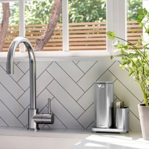 Szappanadagoló szenzorral és szivacstartóval, 414 ml, rozsdamentes acél, Brushed - simplehuman