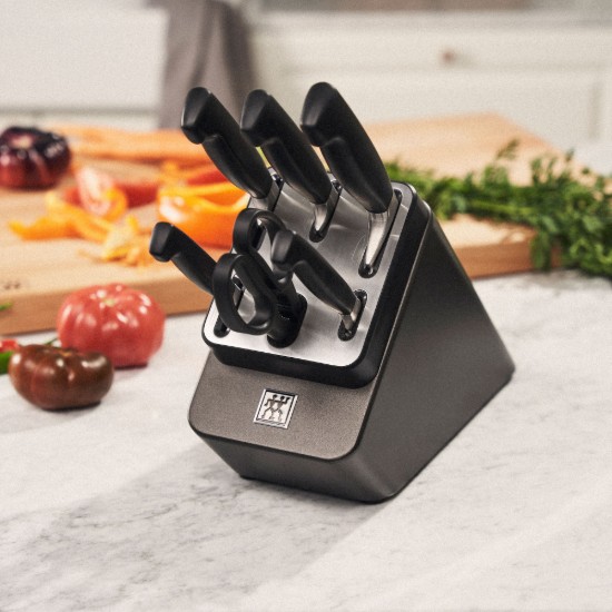 7 darabos késkészlet, beépített élezőmodullal, "TWIN Four Star" - Zwilling
