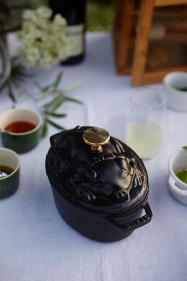 "Cocotte cochon" főzőedény, öntöttvas, 17cm/1L, Black - Staub