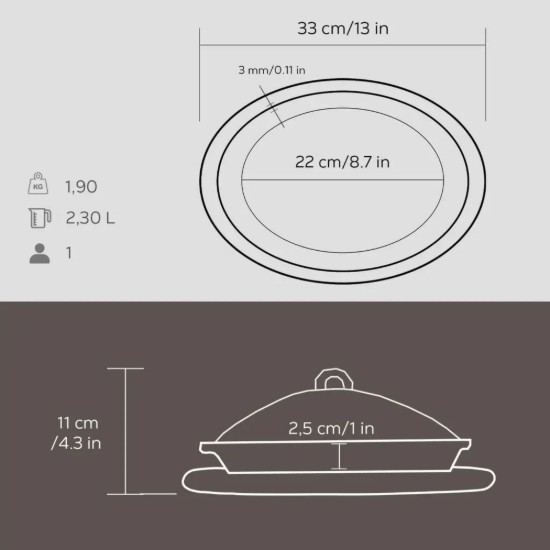 Lava ovális tálaló tepsi 28 x 20 cm