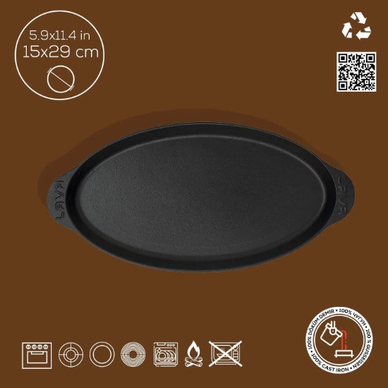 Öntöttvas halserpenyő, 16,5 x 34 cm - LAVA márka