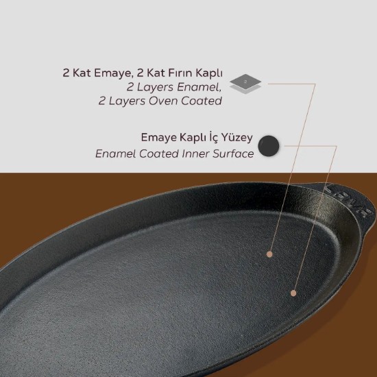 Öntöttvas halserpenyő, 16,5 x 34 cm - LAVA márka