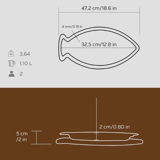 Öntöttvas tálca halaknak, 20 x 32 cm -  LAVA