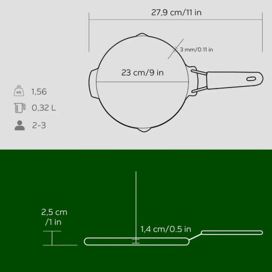 Lava grill serpenyő  23 cm, zöld