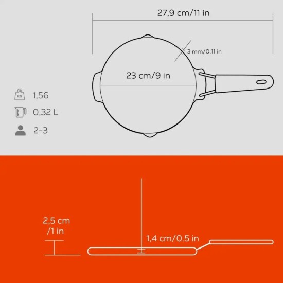 Lava grill serpenyő  23 cm, narancssárga