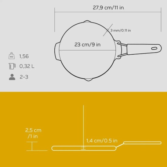 Lava grill serpenyő  23 cm, sárga