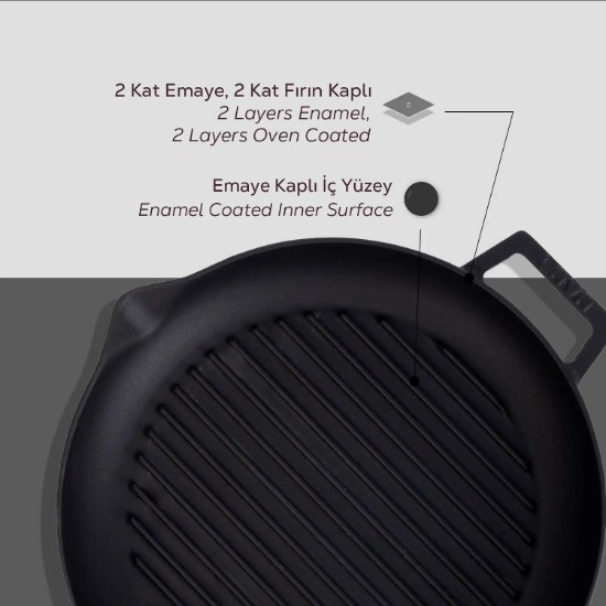 Lava grill serpenyő 26 cm, öntöttvas