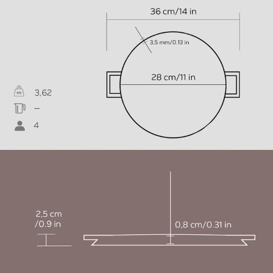 Grill, öntöttvas, 28 cm - LAVA márka