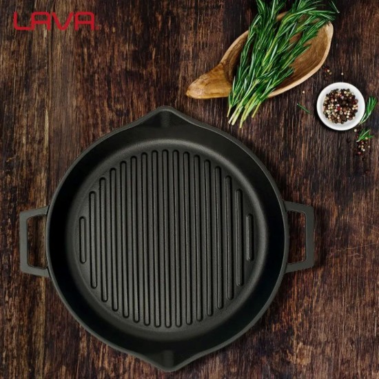 Grill serpenyő, 30 cm, öntöttvas / 2,2 l - LAVA