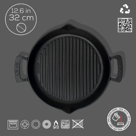 Lava Grill serpenyő 32 cm öntöttvas