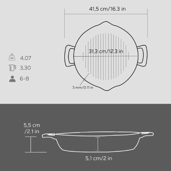 Lava Grill serpenyő 32 cm öntöttvas