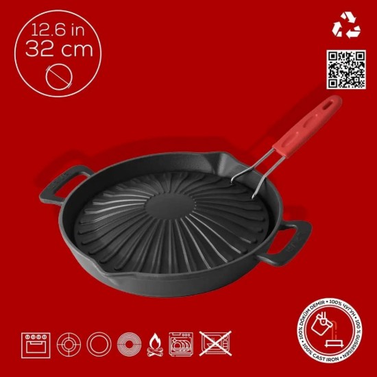 Grill serpenyő, öntöttvas, 32 cm - LAVA