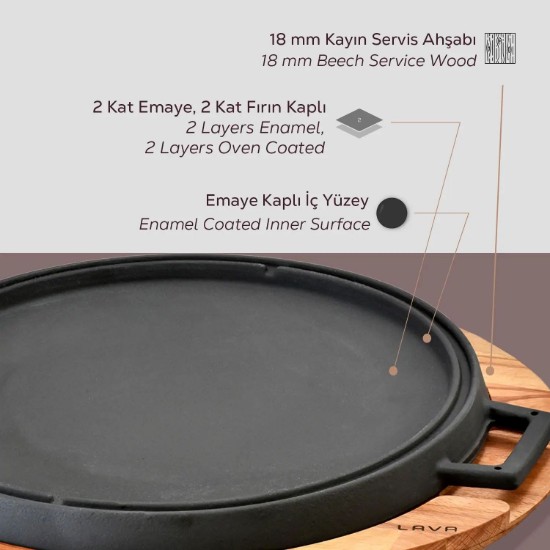 Lava öntvény grillsütő alátéttel 34 cm