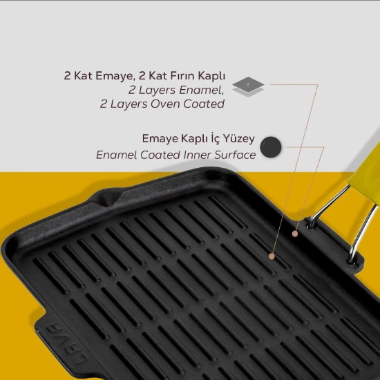 Lava grill serpenyő, 21 x 30 cm, sárga