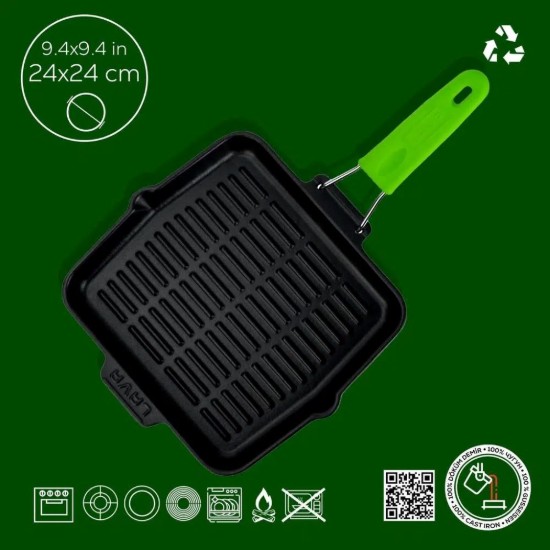 Lava grill serpenyő  24 x 24 cm, zöld