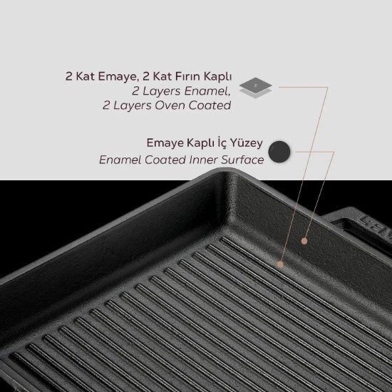 Lava grill tepsi, méretei 26 x 26 cm