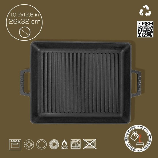 LAVA - Gril tepsi, öntöttvas, 26x32 cm 