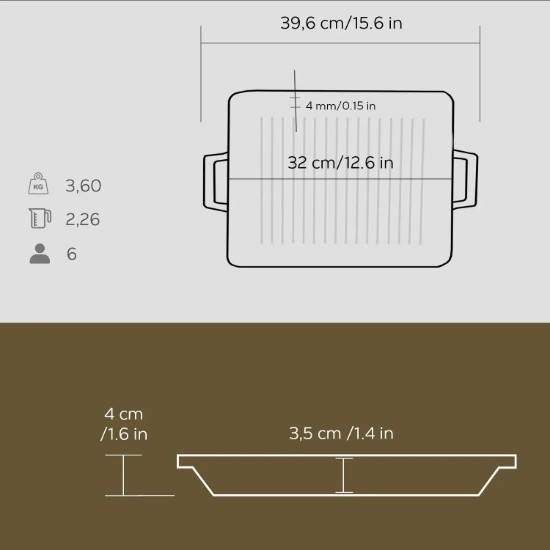 Grilltálca, 32 x 26 cm, öntöttvas - LAVA