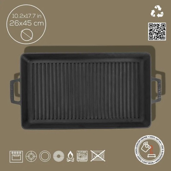 Lava Grill serpenyő 26 x 45 cm öntöttvas