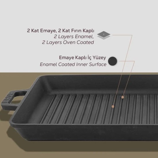 Lava Grill serpenyő 26 x 45 cm öntöttvas