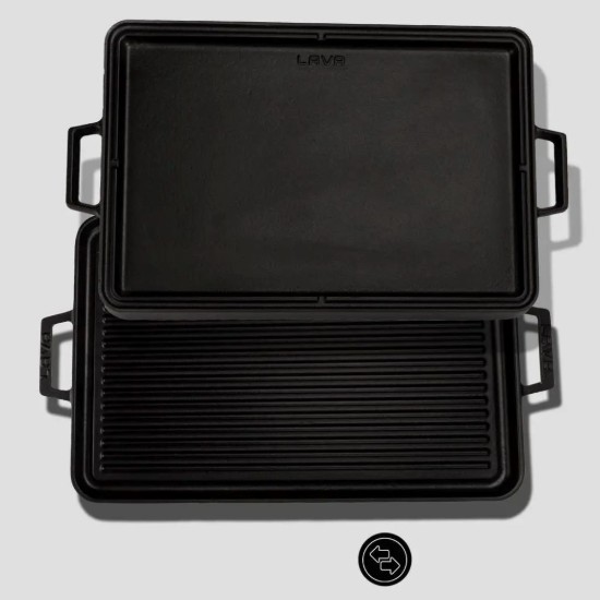 Kétoldalas grill, öntöttvas, 29x44 cm - LAVA
