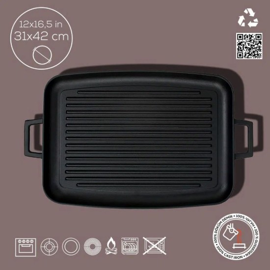 LAVA - Grill serpenyő 41,5 x 30 cm öntöttvas