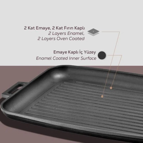 LAVA - Grill serpenyő 41,5 x 30 cm öntöttvas