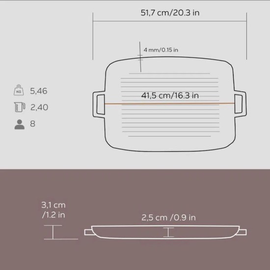 LAVA - Grill serpenyő 41,5 x 30 cm öntöttvas