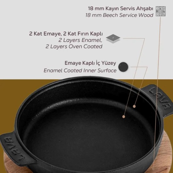 Kerek mini serpenyő állvánnyal, 17 cm - LAVA márka