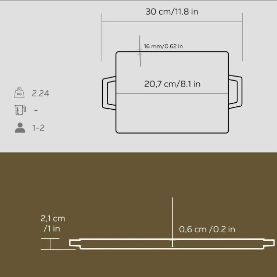 LAVA öntvény grillsütő, 20,7 x 13,7 cm