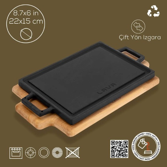 LAVA öntvény grillsütő 20,7 x 13,7 cm alátéttel