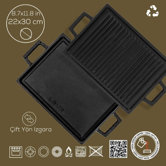 LAVA öntöttvas grill 28,7 x 20,7 cm