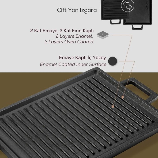 LAVA öntöttvas grill 28,7 x 20,7 cm