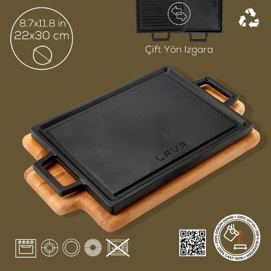 Lava öntvény grillsütő készlet, 22 x 30 cm