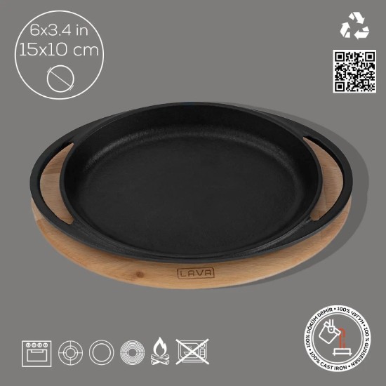 LAVA ovális öntvény tepsi alátéttel, 15 x 10 cm
