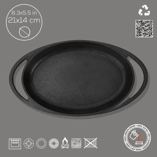 Lava Óvális öntöttvas tál, 21 x 14 cm