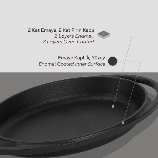 Lava Óvális öntöttvas tál, 21 x 14 cm