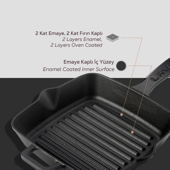 Lava grill serpenyő, öntvény, 19,5 x 19,5 cm