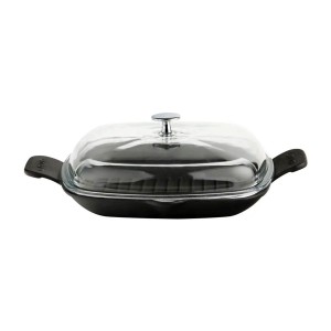 Lava grill serpenyő  fedővel, öntvény , 26 x 26 cm