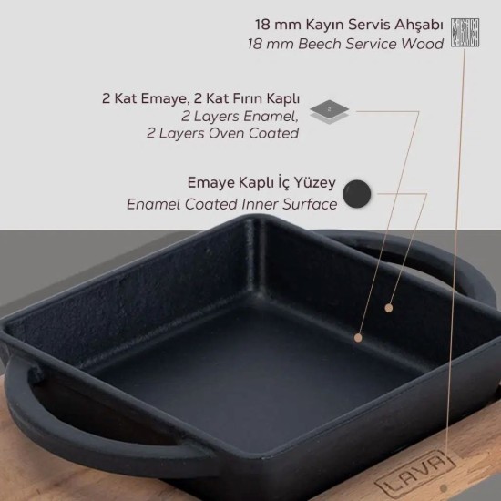 Öntöttvas edény, 12 x 12 cm, állvánnyal - LAVA márka