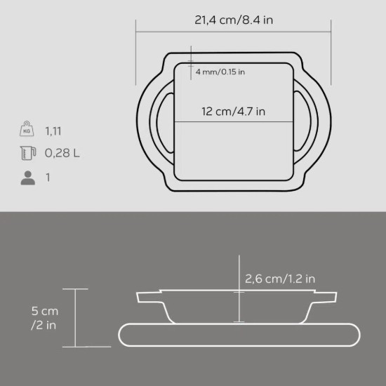Öntöttvas edény, 12 x 12 cm, állvánnyal - LAVA márka